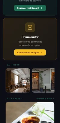 Plus bas sur le même site : les photos de la maison et un aperçu de la carte avec ses plats en photo.
